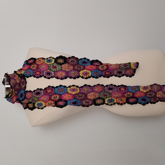 Handmade Colorful Crochet Silky Yarn Scarf - Picture 7 of 7